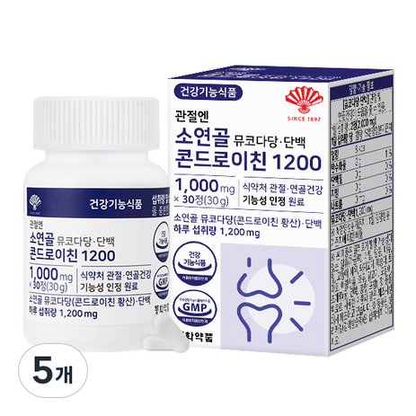 동화약품 관절엔 소연골 뮤코다당 단백 콘드로이친 1200 30g, 30정, 5개-추천-상품