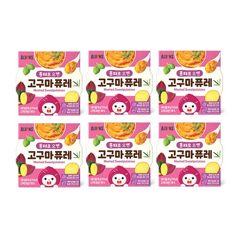 엘빈즈 통째로 으깬 곡물퓨레, 고구마, 90g, 6개-추천-상품