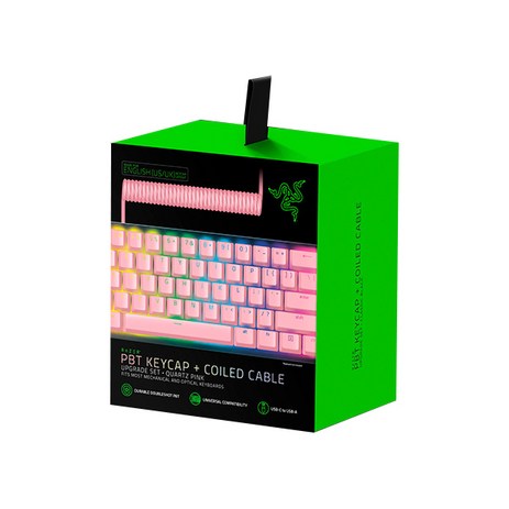 레이저 PBT Keycap + Coiled Cable 세트, Quartz Pink, RC21-01491000-R3M1-추천-상품