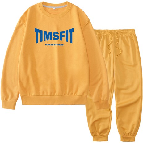 TIMSFIT 남녀공용 빅사이즈 피트니스 빅로고 맨투맨 조거팬츠 셋업-추천-상품