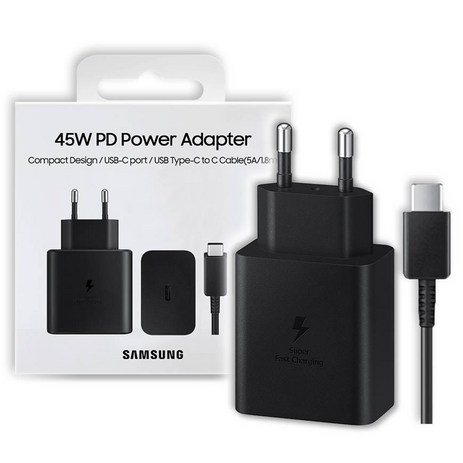 삼성전자 45W PD 초고속 충전기 절전형 + (USB C to C 케이블 1.8m 세트, 블랙, 1세트-추천-상품