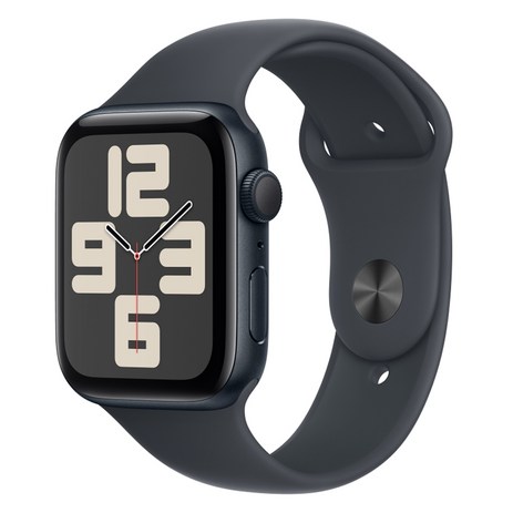 Apple 정품 2024 애플워치 SE 2세대 알루미늄 케이스, 44mm, GPS, 미드나이트 / 미드나이트 스포츠 밴드, S/M-추천-상품