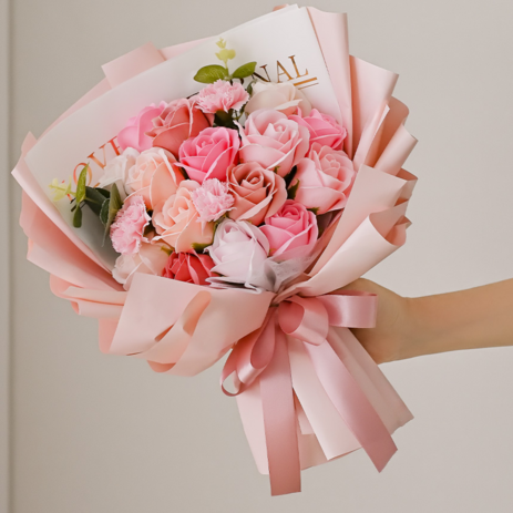 코코도르 로맨틱 비누꽃다발 + 쇼핑백 세트, 핑크-추천-상품