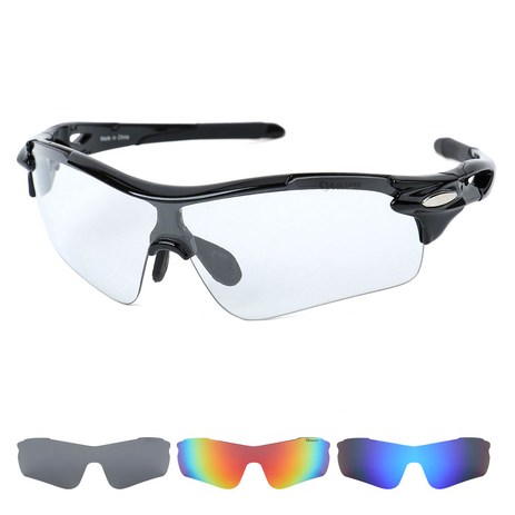 오클렌즈 변색 렌즈4종 편광선글라스 스포츠고글 S54, 블랙프레임, 변색 + 편광(스모크, 블루, 레드)-추천-상품