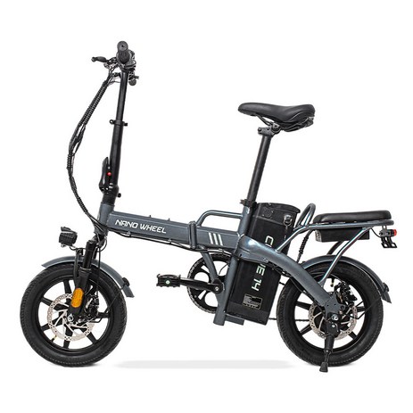 나노휠 커브14 접이식 전기 자전거 27.2kg, 알루미늄, 그레이-추천-상품