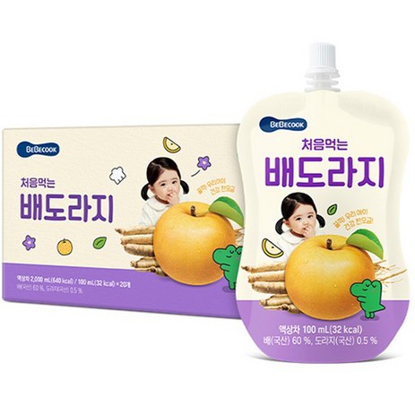 베베쿡 처음 먹는 배도라지 유아 음료, 100ml, 20개-추천-상품