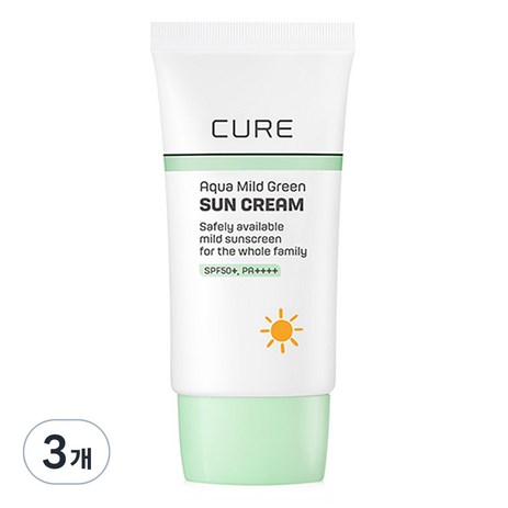 김정문알로에 라센스 로에 큐어 아쿠아 마일드 그린 선크림 SPF50+ PA++++, 40ml, 3개-추천-상품