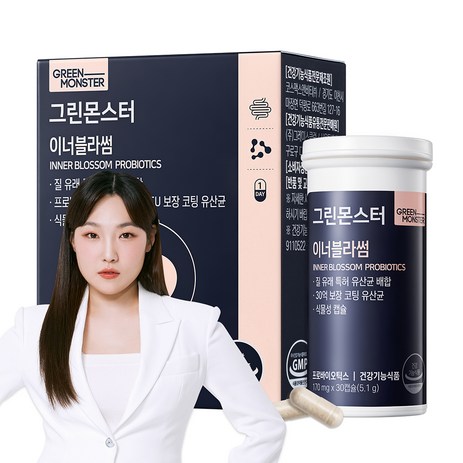 그린몬스터 질 유래 유산균 이너블라썸 CFU 30억 비건 캡슐 5.1g, 30정, 1개-추천-상품