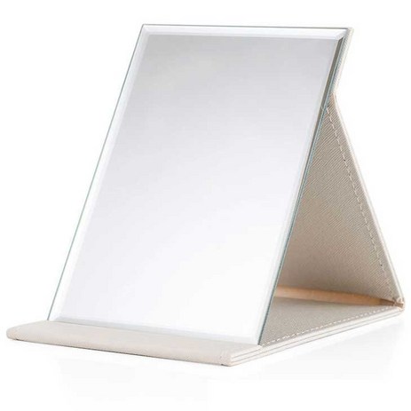 무다스 PU 커버 접이식 휴대용 탁상 거울 대형, 화이트-추천-상품