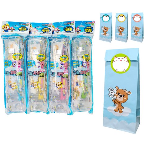 단비나인 어린이집 생일선물 뽀로로 칫솔치약세트 4p + 포장패키지 4p, 1세트-추천-상품