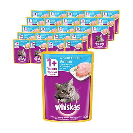 위스카스-고양이-주식-파우치-오션피쉬-생선-80g-24개-추천-상품