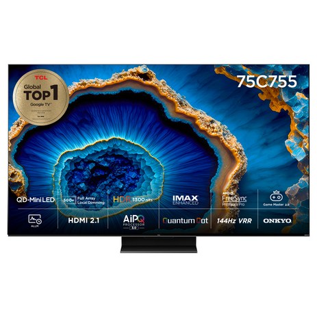 TCL 4K UHD QD Mini LED 스마트TV, 190cm(75인치), 75C755, 스탠드형, 방문설치-추천-상품