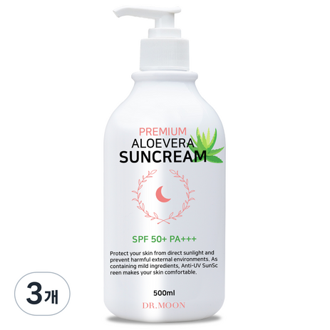 닥터문 프리미엄 대용량 알로에베라 선크림 SPF50+ PA+++, 500ml, 3개-추천-상품