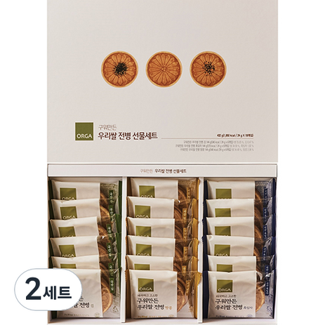 ORGA 구워만든 우리쌀 전병 김 24g x 6p + 흑임자 24g x 6p + 땅콩 24g x 6p 선물세트, 432g, 2세트-추천-상품