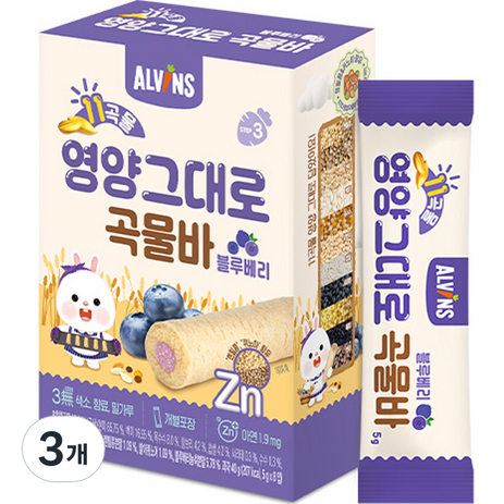 엘빈즈 11곡물 영양그대로 곡물바, 블루베리맛, 40g, 3개-추천-상품