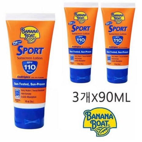 바나나보트 스포츠 선크림 SPF 110 PA+++ 여행용 선스크린 로션, 90ml, 3개-추천-상품