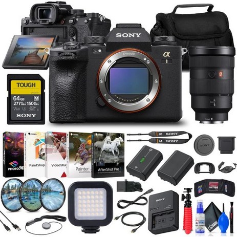 Sony 미러리스 카메라 렌즈 DSLR 소니 a1 카메라ILCE 1 B FE 24 70 64GB 카드 필터 키트 가방 NP FZ100 배터리 LED 조명 코렐 사진 소프트웨어-추천-상품