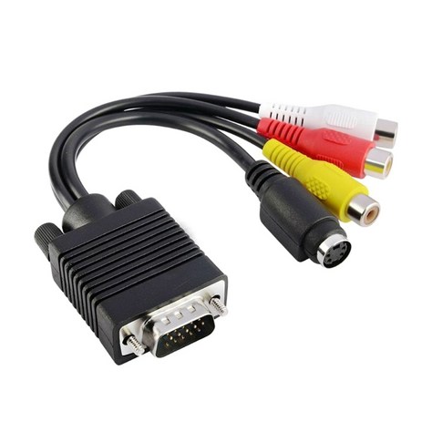 VGA SVGA to S-Video 3 RCA AV VGA TO VIDEE TO OUT S-VIEDO AV ADAPTER CONVERTOR 용 PC 컴퓨터 노트북, 1개-추천-상품