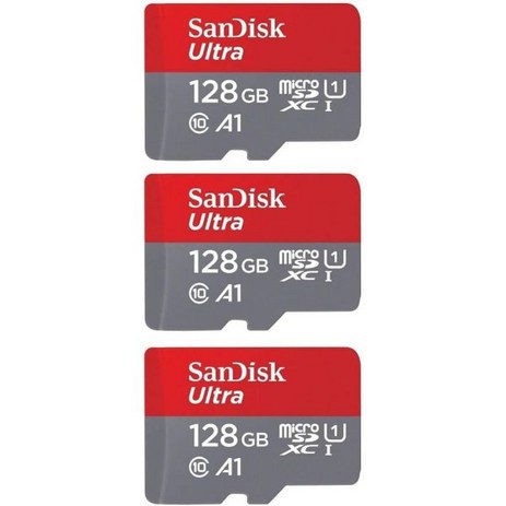 SanDisk Ultra 128GB microSDXCUHSI 카드SDSQUAR128GGN6MA 3팩128GB, 3개-추천-상품