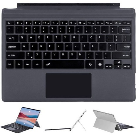 mobee 타입 키보드 for Microsoft Surface 프로 7 / 6 5 4 3，슬림 블루투스 커버 멀티 터치 트랙패드 태블릿 포함 블랙 백라이트, No Backlit_블랙-추천-상품