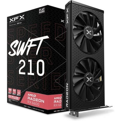 XFX 스피드스터 MERC319 AMD 라데온 RX 6800 XT CORE 게이밍 그래픽 카드 16GB GDDR6 HDMI 3xDP RX68 XTAFD9, RX 6600, 1개-추천-상품