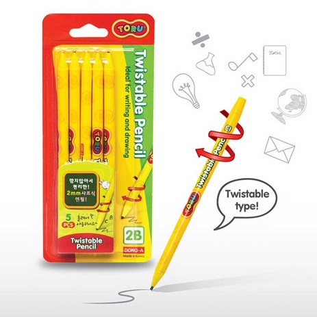 동아 토루 트위스터블 연필 돌려쓰는 연필 5pcs 2B-추천-상품