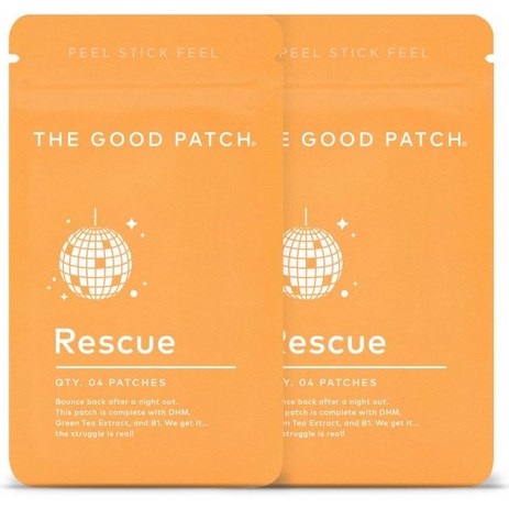 The Good Patch 파티 후 좋은 패치 구조 지속 방출 DHM으로 가동되는 식물 비타민 B1 녹차 총 8개, 4 Count (Pack of 2)-추천-상품