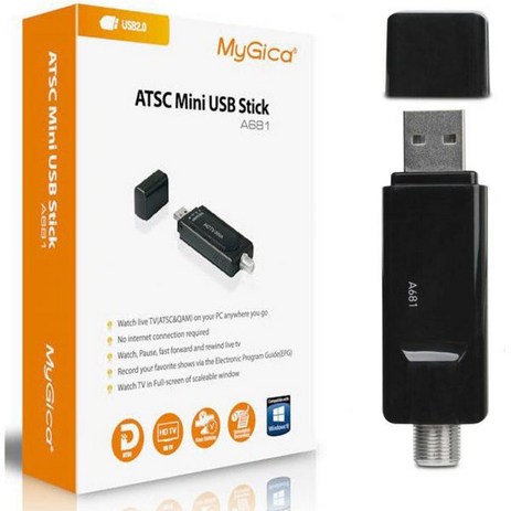 TV 튜너 셋톱박스 수신기 전화 안드로이드 Mygica USB 2.0 튜너(안테나 포함) ATSCQAM 스틱 PC 노트북용 Windows Android A681B-추천-상품