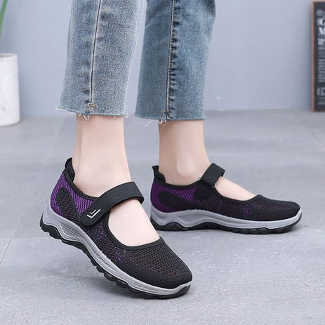 펀칭 통풍 미끄럼방지 엄마화 캐주얼화 운동용 워킹화 Women's flat shoes-추천-상품