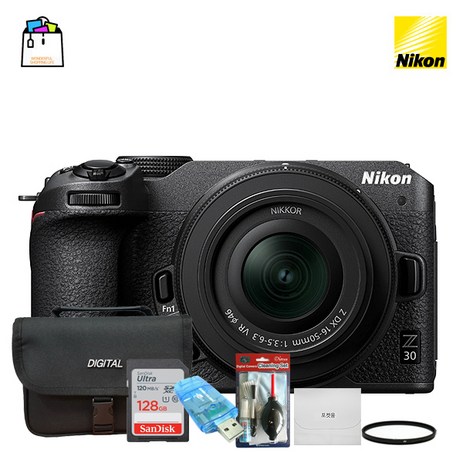 니콘정품 Z30 +16-50mm KIT +메모리 128GB+리더기+필터+크리닝+포켓융+가방 풀패키지(랜덤박스행사)-WSL-추천-상품