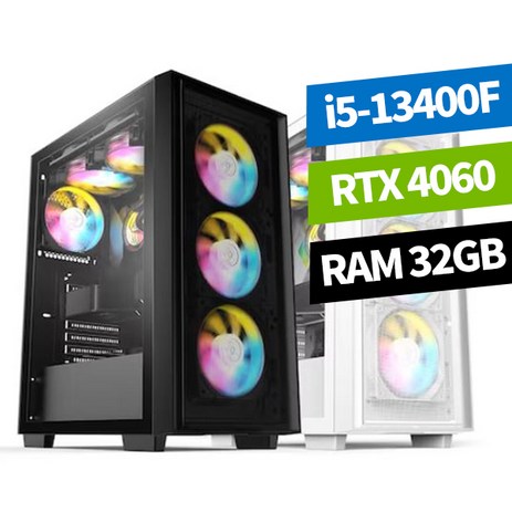 피씨스토어 베스트 게이밍PC i5 13400F RTX4060 조립컴퓨터, 500GB, 32GB, 블랙-추천-상품