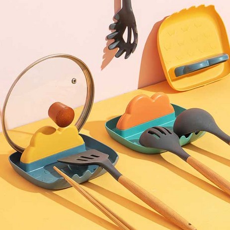 살림일기 1+1 냄비뚜껑 거치대 조리도구 받침대, 조리도구거치대 - 네이비 + 오렌지-추천-상품