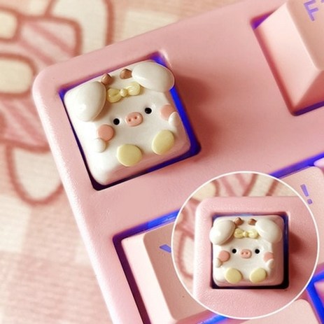 개인화 된 애니메이션 순수 수동 소프트 세라믹 기계식 키보드 핑크 퍼플 화이트 도차기 키캡, 없음-추천-상품