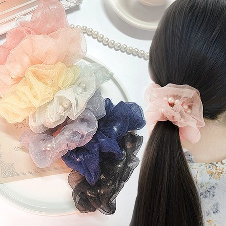 이쁨달다-베일진주-곱창-밴드-파스텔-오간자-스크런치-오간자-7Color-추천-상품