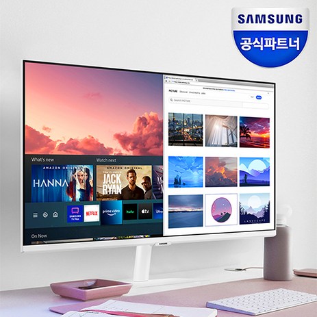 삼성전자 스마트모니터 M7 UHD 4K 32인치 DeX IoT SmartThings 미러링 넷플릭스 유튜브 / 블랙 화이트, 80cm, 2. S32BM701 화이트-추천-상품