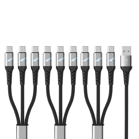 아이엠듀 멀티 3in1 USB to C타입 고속충전 케이블 LED 플렉시블, 3개, 블랙, 120cm-추천-상품