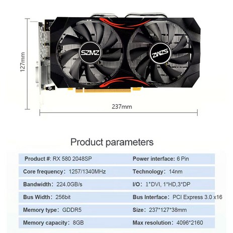 게임용 비디오 카드 컴퓨터 그래픽 RX580 PCI-E X16 DDR3 DDR5 GDDR5 HD VGA DVI GT730 GT610 GT210 1 GB 2 4 8GB, RX580 8GB GDDR5-추천-상품