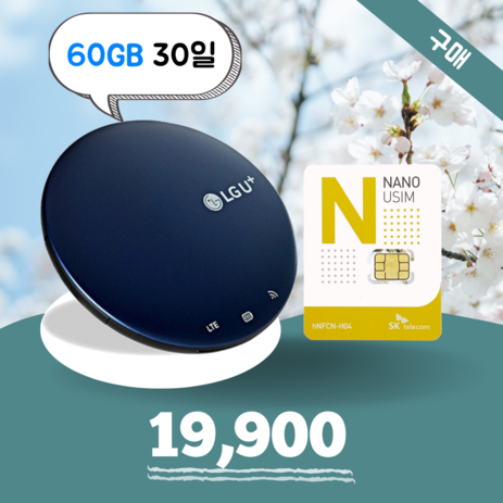 [데이타팡]-SKT-휴대용-와이파이-30일-60GB-무제한-구매(평일기준-오후3시까지주문시-당일발송)-데이타추가-추천-상품