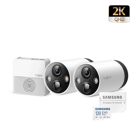 티피링크 스마트 무선 보안 카메라 시스템 실내외겸용 2p, Tapo C420S2 + 삼성정품 메모리카드 128GB-추천-상품