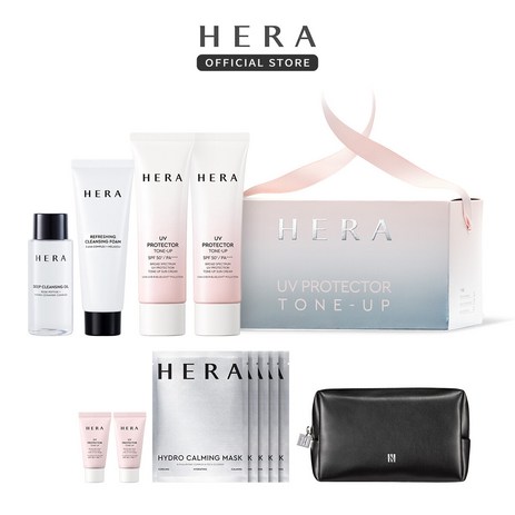 [내일도착/단독]헤라 UV 프로텍터 톤업 듀오 세트+톤업15ml 2개+파우치+마스크5매, 2개-추천-상품