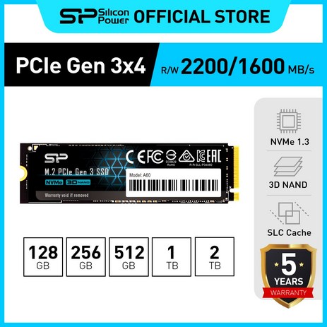 실리콘파워 Silicon Power P34A60 PCie 3.0 NVME SSD M.2 2280, 256GB-추천-상품