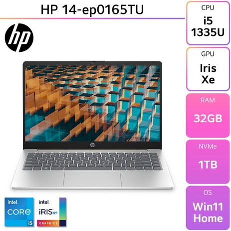 [당일출고] HP 14-ep0165TU - 가성비 인강용 사무용 노트북 [무선마우스 증정], WIN11 Home, 32GB, 1TB, Silver-추천-상품