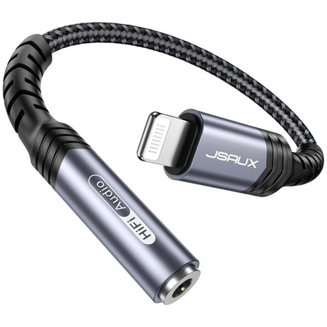 JSAUX MFi 라이트닝 to 3.5mm AUX 아이폰 이어폰 젠더, 18cm, 그레이2361887 6-추천-상품