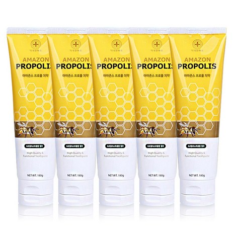 약국용 최신제조 대용량 잇몸질환 프리미엄 프로폴리스치약 180g x 5개 /구취제거 탁월 치주염 치석 백태 제거 내려앉은 잇몸/ 풍부한 거품 개운한 치약-추천-상품