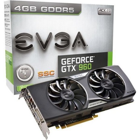 그래픽카드 EVGA GeForce GTX 960 4GB SSC GAMING ACX 2.0+ 위스퍼 사일런트 냉각 무료 설치 백플레이트 그래픽 카드 포함 04G-P4-3966-KR, 4 GB_GTX 960 SuperSC ACX 2.0+-추천-상품