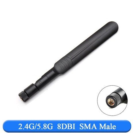 2.4GHz 5.8Ghz 5G 안테나 RPSMA 8dBi 와이파이 듀얼 밴드 2.4G/5G 5.8G 공중 SMA 암 무선 라우터 1개, [02] Black 16CM Male-추천-상품