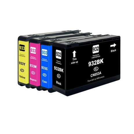 932XL / 933XL 호환잉크 대용량 HP OFFICEJET 6100 6600 6700PREMIUM 7110 7510 7610 7612, 4개세트(검정+파랑+빨강+노랑), 1세트-추천-상품