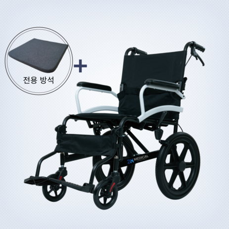 2H메디컬 라이트휠체어 11kg 초경량 알루미늄 수동 접이식 휠체어, 보호자형 (10kg) + 전용방석 Set, 1개-추천-상품