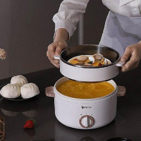 스텐전기찜기 15L 다기능 휴대용 전기 냄비 증기선 밥솥 가정용 요리 냄비 220V, Pot with steamer, EU-추천-상품