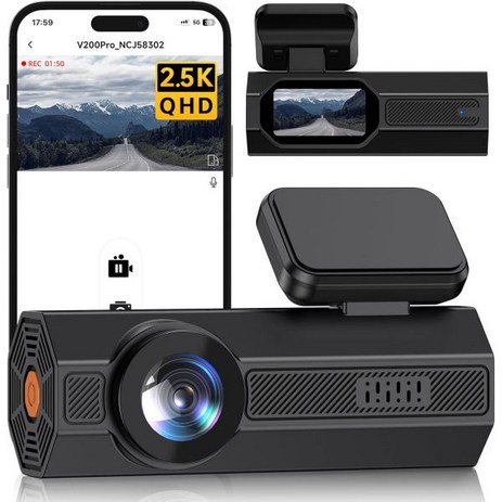 Dash Cam Front 2.5K 자동차용 미니 APP 포함 1440P 자동차 카메라 1.47인치 디스플레이 WDR Night Vision WiFi 24시간 주차 모니터 17-추천-상품